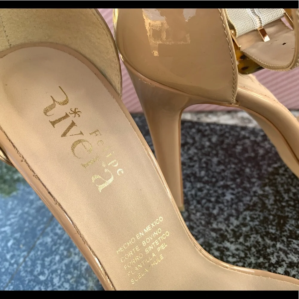 Leather Nude ankle strap heels size 8 - Picture 7 of 15